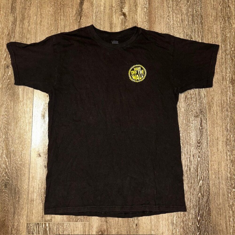 VANS Official Off The Wall Multiple Logos Men's Black T-Shirt Size L Large